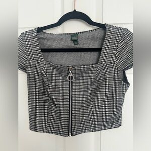 Wild Fable Black and White Checkered Crop Top